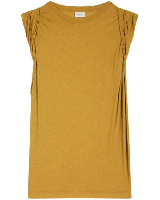 Dries Van Noten Yellow Rolled-sleeve Cotton T-shirt