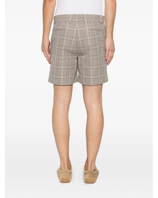 Amaranto Gray Check-Pattern Pleated Shorts for men