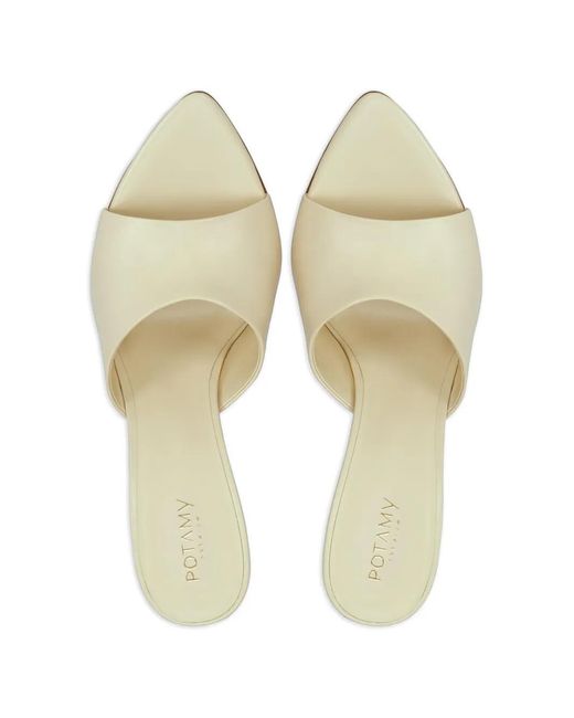 POTAMY White Mules En Cuir À Bout Pointu