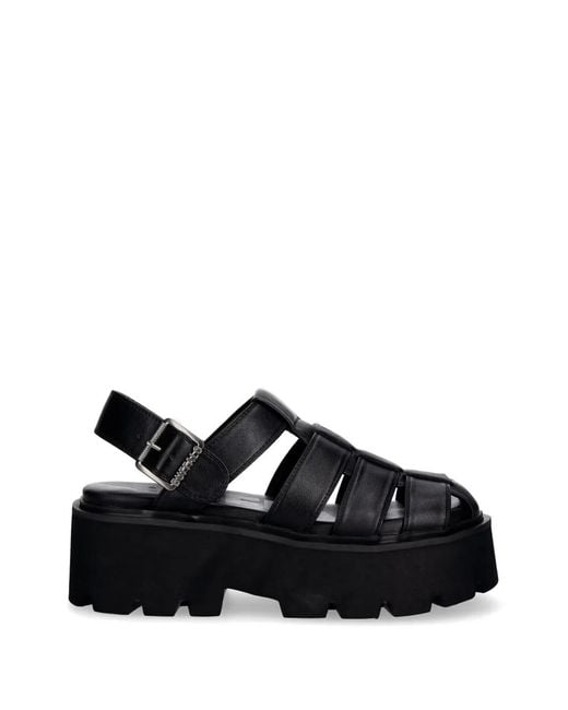 Buffalo Black Brake Caged Platform Sandals