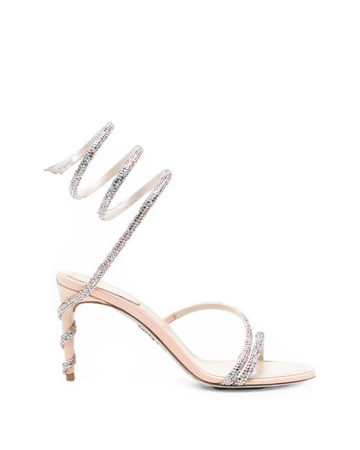 Rene Caovilla White Cleo Crystal-Embellished Sandals
