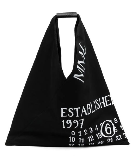 MM6 by Maison Martin Margiela Black Schultertasche mit Logo-Print