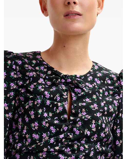 Essentiel Antwerp Mini-Jurk Met Pofmouwen En Ruches in het Blue