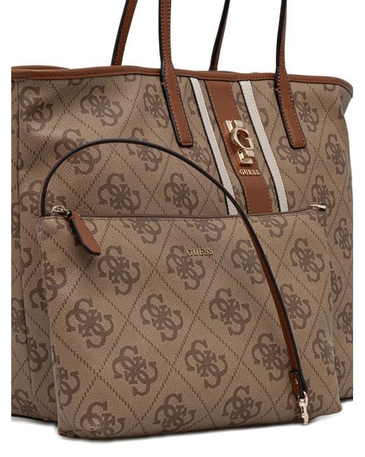 Borsa Tote Erenia Con Monogramma di Guess in Brown