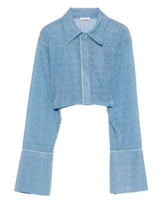Oseree Blue Lumiere Cropped Shirt