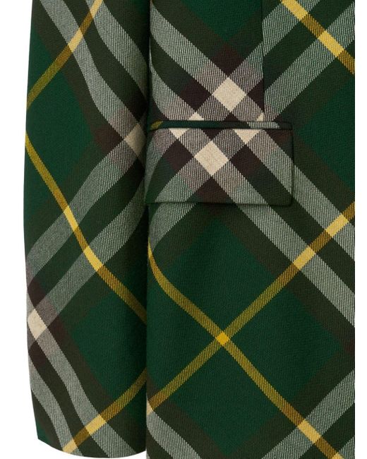 Burberry Green Wool Check Tailored Blazer for men