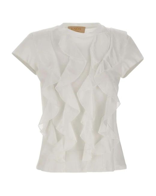Camiseta con detalle de volantes Kaos de color White