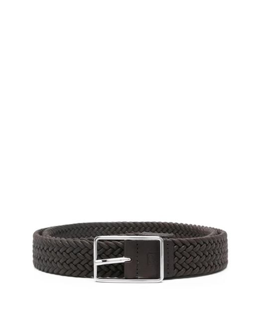 Corneliani White Braided Buckle Belt for men