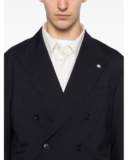 Manuel Ritz Blue Double-Breasted Blazer for men