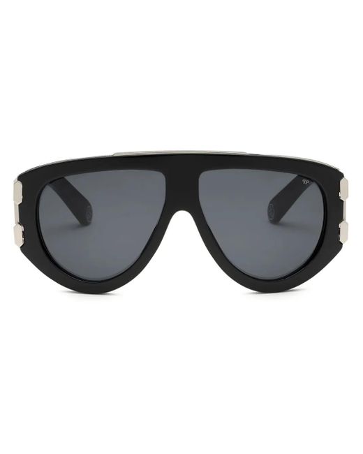 Occhiali Da Sole Plein Eagle Stile Pilota di Philipp Plein in Black da Uomo