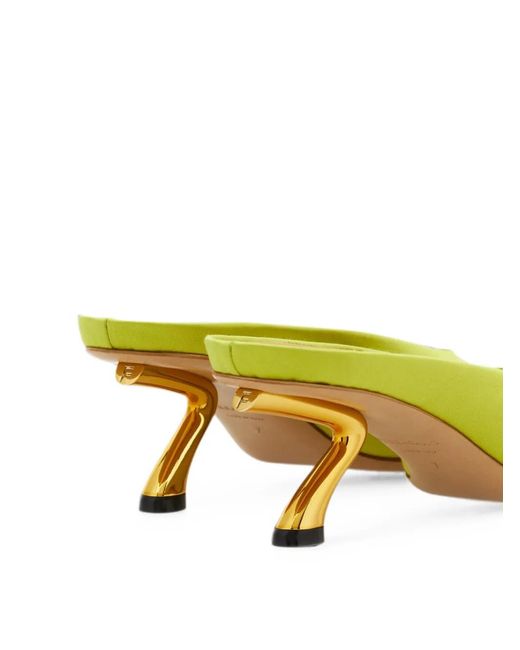 Ferragamo Yellow S-Shaped Heeled Mules