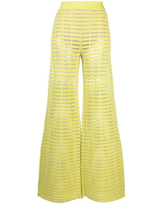 Genny Yellow Semi-Sheer Flared Trousers