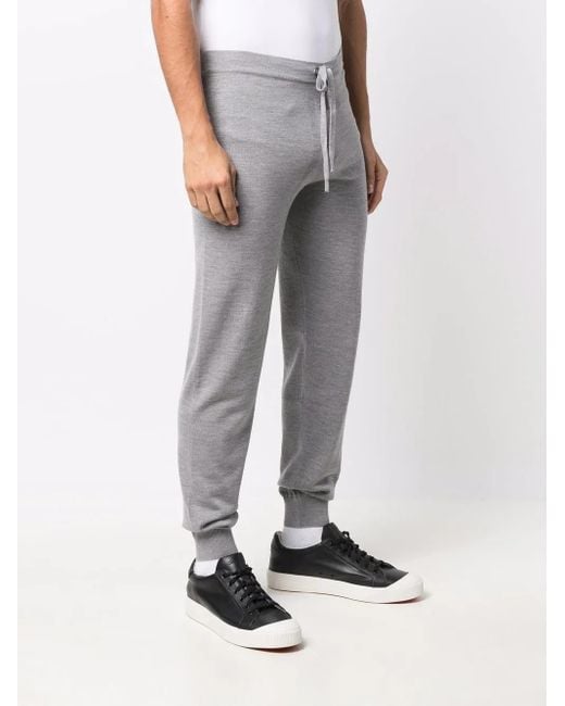 Corneliani Gray Drawstring Virgin Wool-Blend Track Pants for men