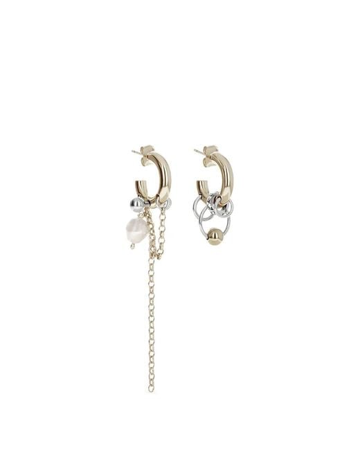 Justine Clenquet Natural Nathan Asymmetric Pearl-Embellished Earrings