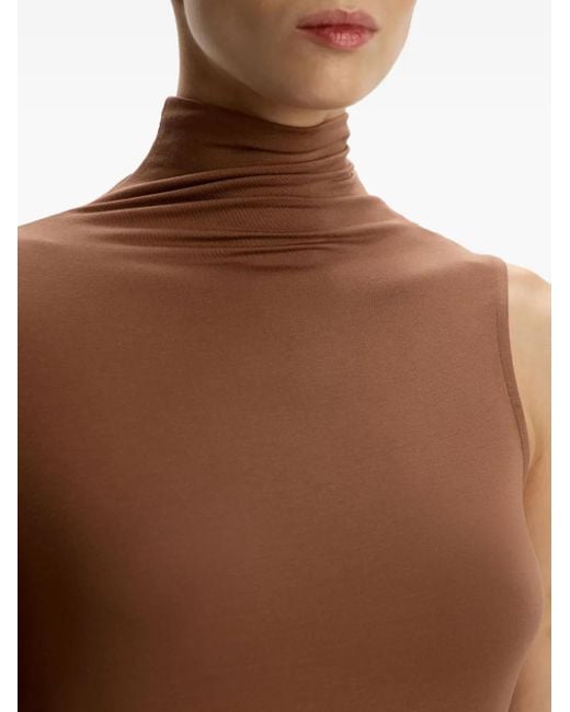 12 STOREEZ Brown Draped One-Shoulder Maxi Dress
