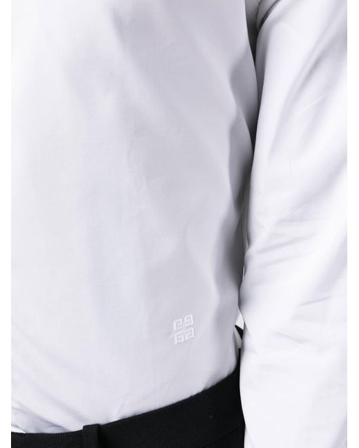 Givenchy White 4g-embroidered Cotton Shirt for men
