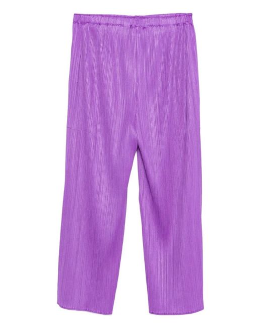 Pleats Please Issey Miyake Purple August Pleated Pocket Trousers