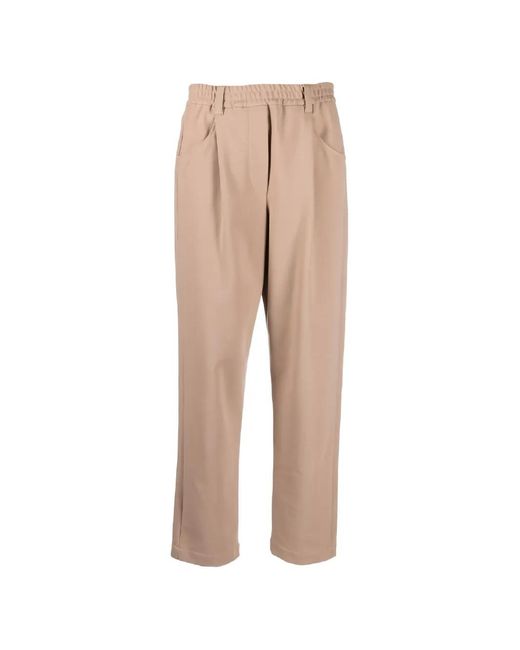 Brunello Cucinelli Natural Pleated Elasticated-Waist Trousers