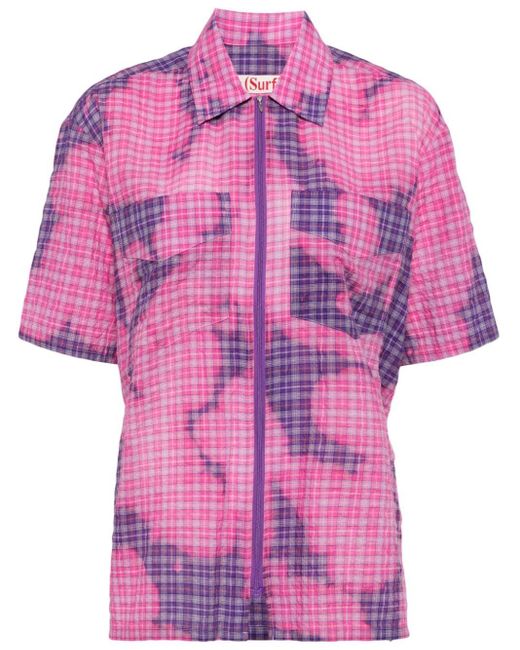 Stockholm Surfboard Club Pink Bleached-effect Zip-up Shirt