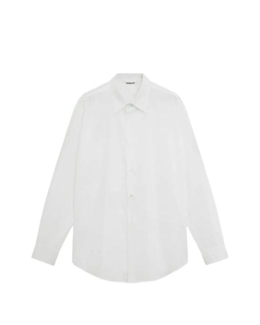 Auralee White Buttoned Long-Sleeve Shirt for men