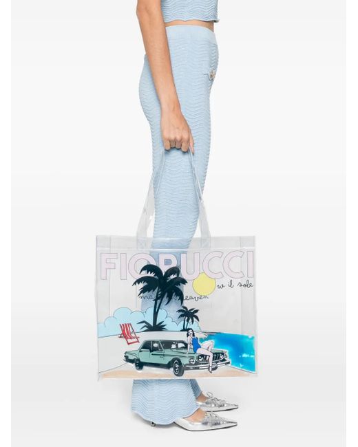 Fiorucci Blue Logo-Print Tote Bag