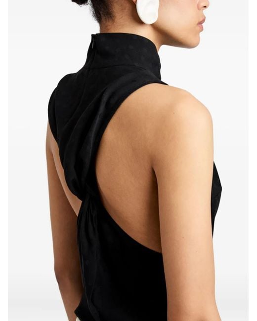 Proenza Schouler Black High-Neck Twist-Back Blouse