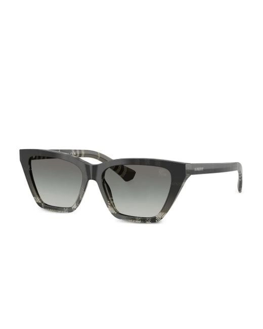 Burberry Gray Check-Pattern Cat-Eye Sunglasses