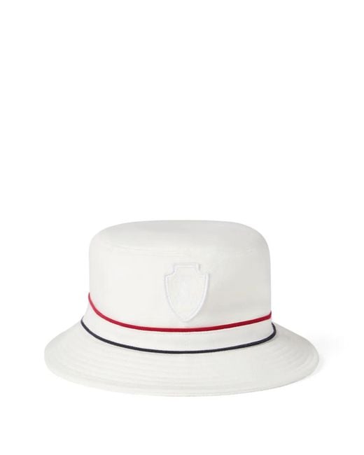 Brunello Cucinelli White Logo-Patch Bucket Hat