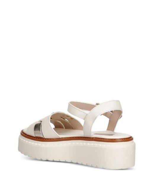 Liu Jo White Leather Platform Sandals