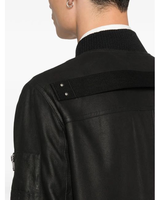 Rick Owens Black Classic Flight Button Bomber Jacket for men