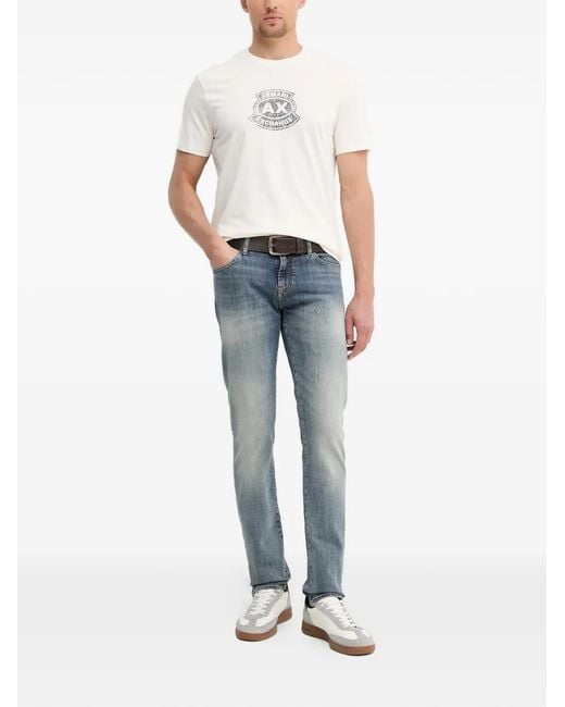 ARMANI EXCHANGE Blue Logo-Print Short-Sleeve T-Shirt for men
