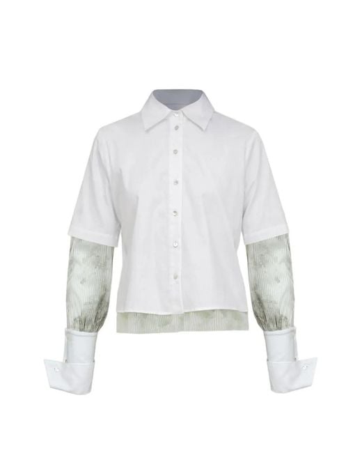 Contessa Mills White Aradia Layered-Sleeve Shirt