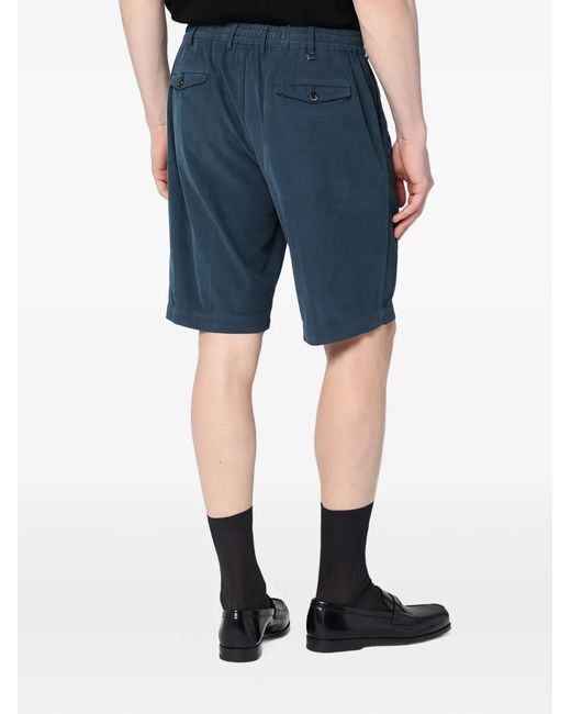 PT Torino Blue Pleated Bermuda Shorts for men