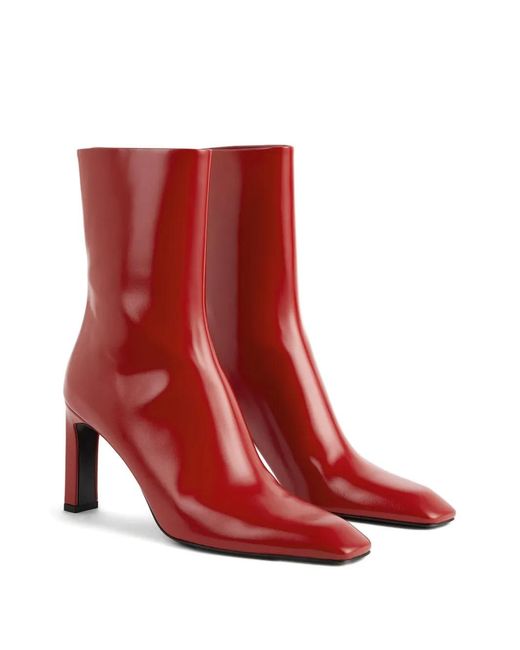 Totême  Red Glossy Square-Toe Boots