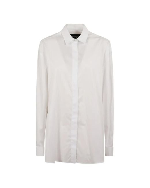 Dondup White Concealed-Front Buttoned-Cuffs Shirt