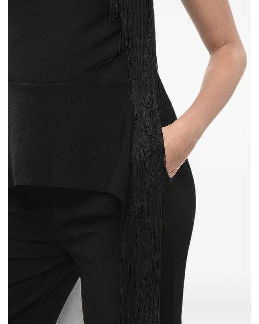 Stella McCartney Black Fringe-Trim Sleeveless Jumpsuit