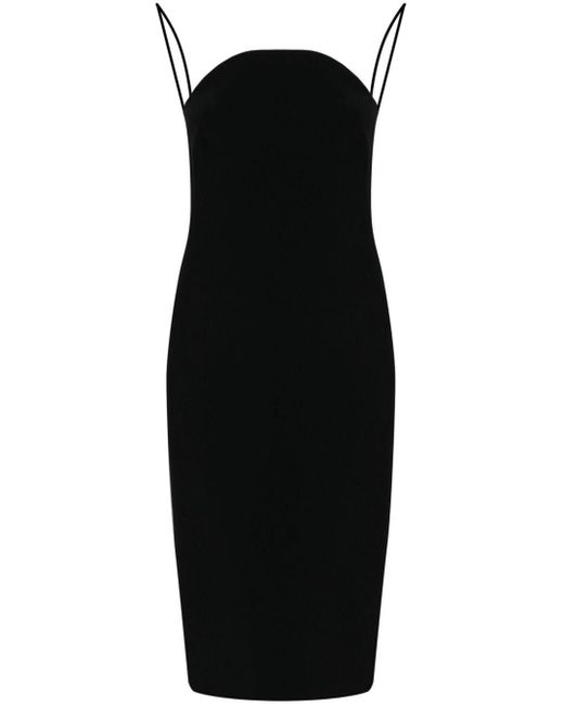 N°21 Black Curved-neck Crepe Midi Dress