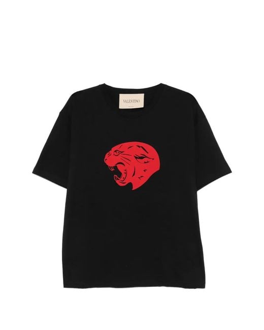 Valentino Garavani Black Panther-Print Cotton T-Shirt for men