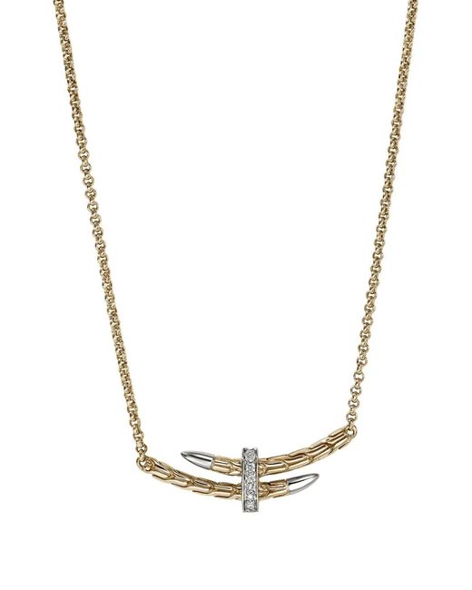 John Hardy Metallic 14K And Sterling Spear Station Diamond Necklace