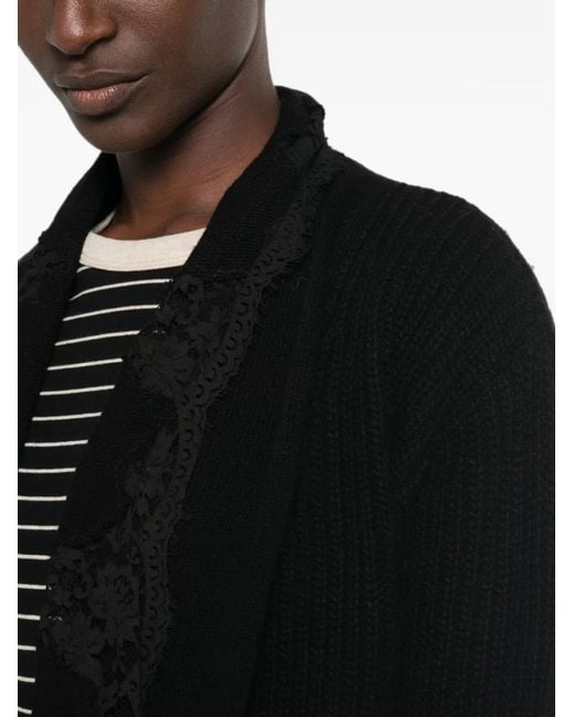 ERMANNO FIRENZE Black Lace-Trim Cardigan