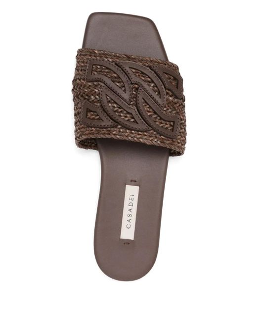 Claquettes À Patch Logo Casadei en coloris Brown