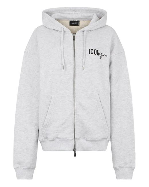 DSquared² Gray Iconique Boyfriend Fit Zipped Hoodie