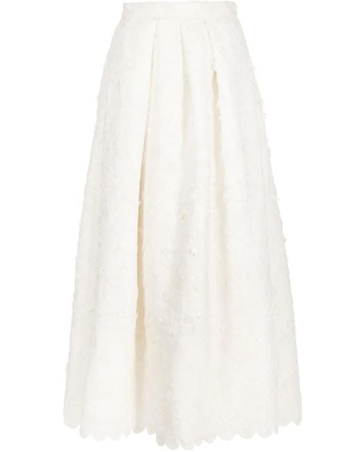 Sachin & Babi White Pyaar Floral-Appliqué Full Skirt