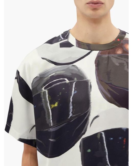 MSGM Gray Graphic-Print T-Shirt for men