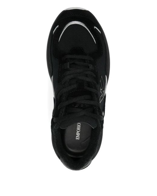Emporio Armani Black Sneakers mit Wildledereinsätzen