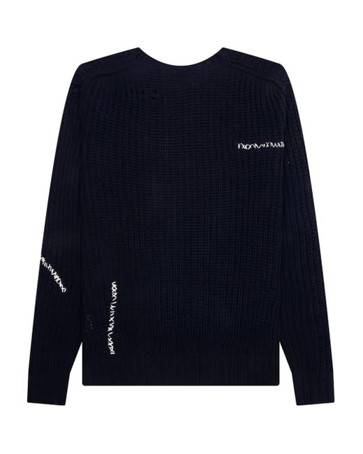 Neighborhood Blue Stitch-Detail Crew-Neck Sweater for men