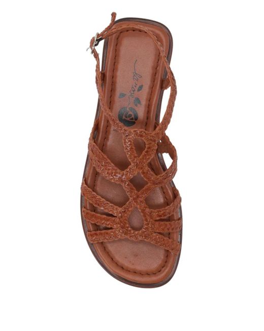 LA ROSE Brown Woven Leather Flat Sandals
