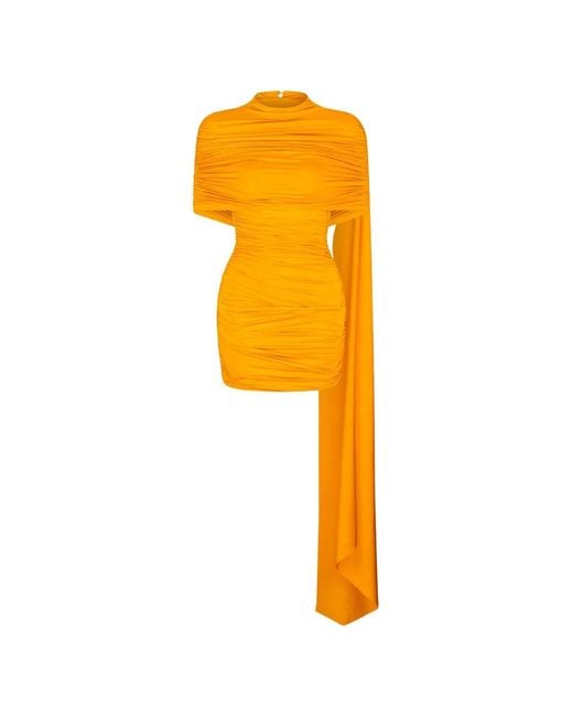 ATOIR Orange Ruched Draped-Panel Dress