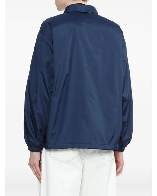 Neighborhood Blue Drawstring Logo-Patch Coach Jacket for men
