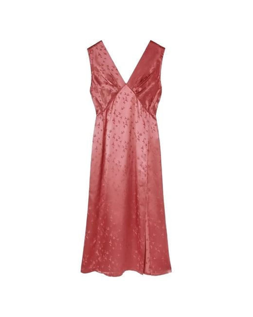 RETORI Red V-Neck Bird-Detail Midi Dress
